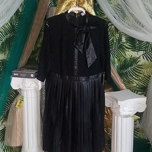 Eloquii Black lace and faux leather dress